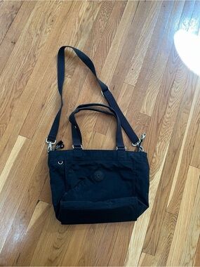 Kipling Black Convertible Shoulder Tote with Crossbody Strap